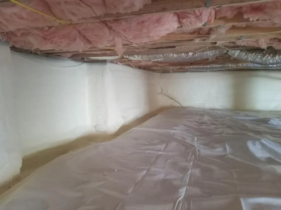 Crawl space encapsulation with closed-cell spray foam for Storm Damage Roof Repair in City of Orange
